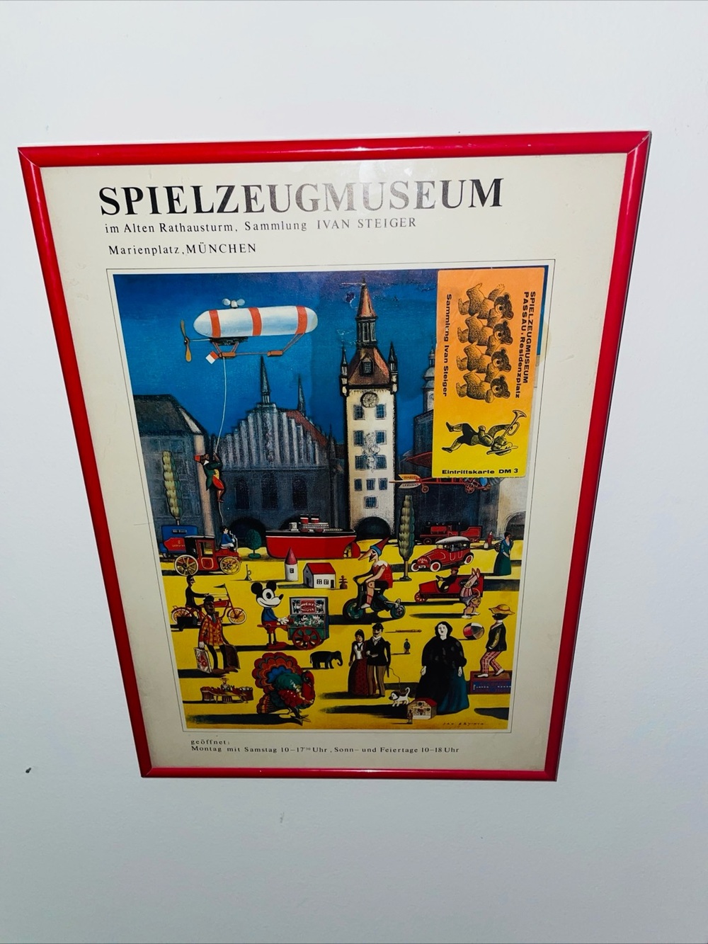 Ivan Steiger poster-spielzeugmuseum-Toy Museum-Munich-Germany-entry ticket-frame